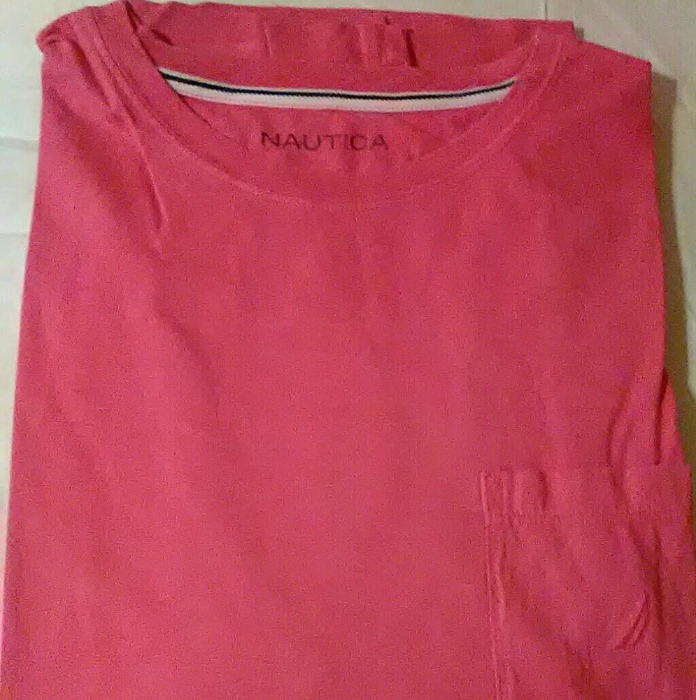 Nautica men's pink pocket t-shirt